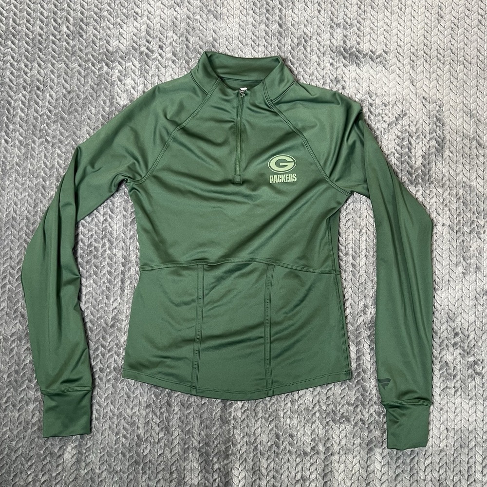 Green Bay Packers Women's 1/4 Zip Jacket Active Size Medium Long Sleeve